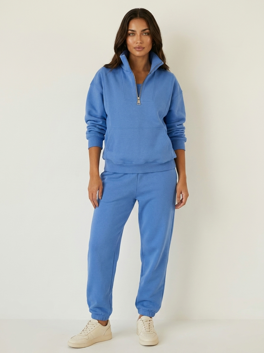 Dames Oversized Trui – Hoge Kraag met Halve Rits Khaki / S - AIDA LENA