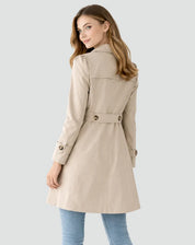 Dames Trenchcoat – Getailleerd Model met Knoopsluiting Zwart / S - AIDA LENA