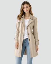 Dames Trenchcoat – Getailleerd Model met Knoopsluiting Zwart / S - AIDA LENA