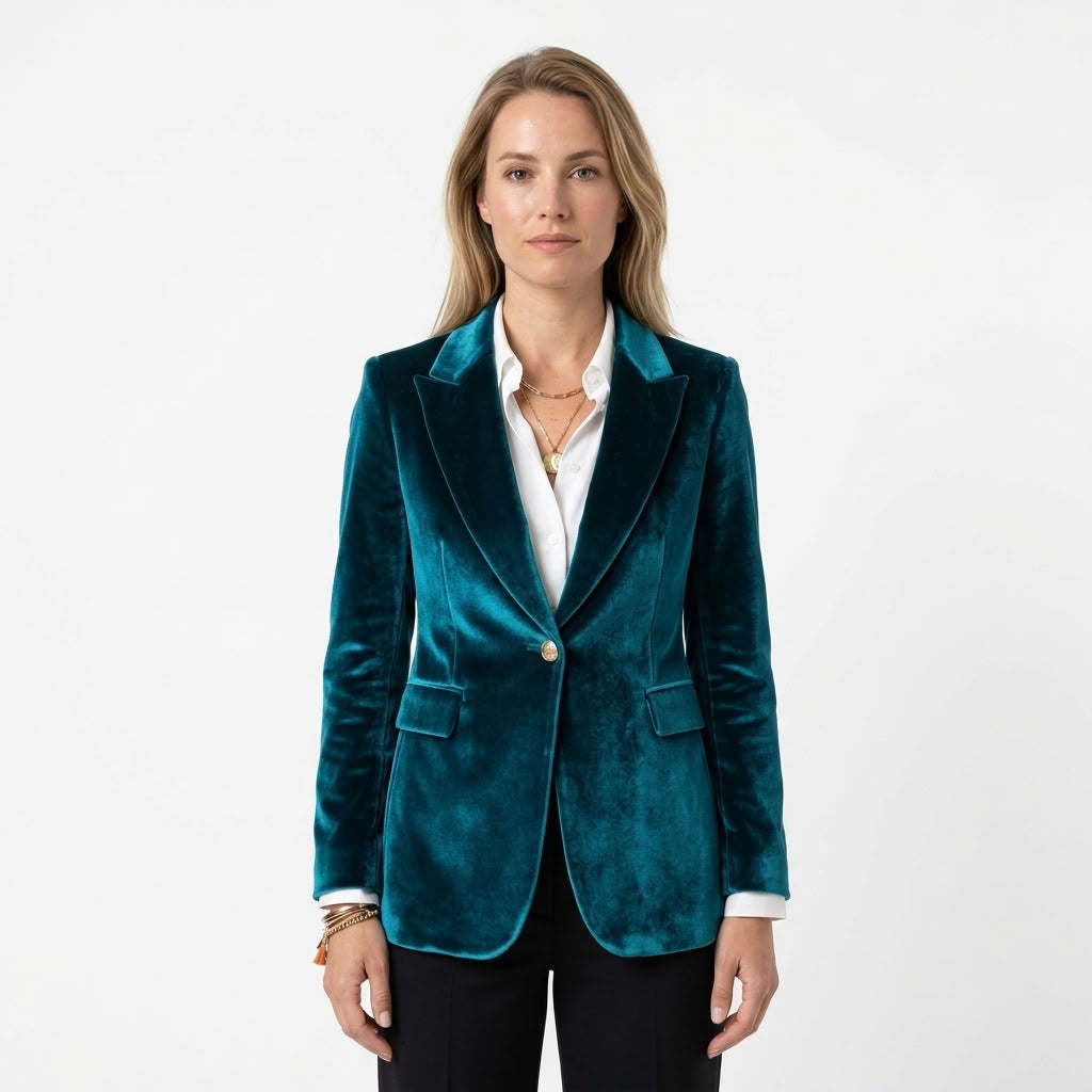 Fluwelen blazer dames getailleerd met puntrevers