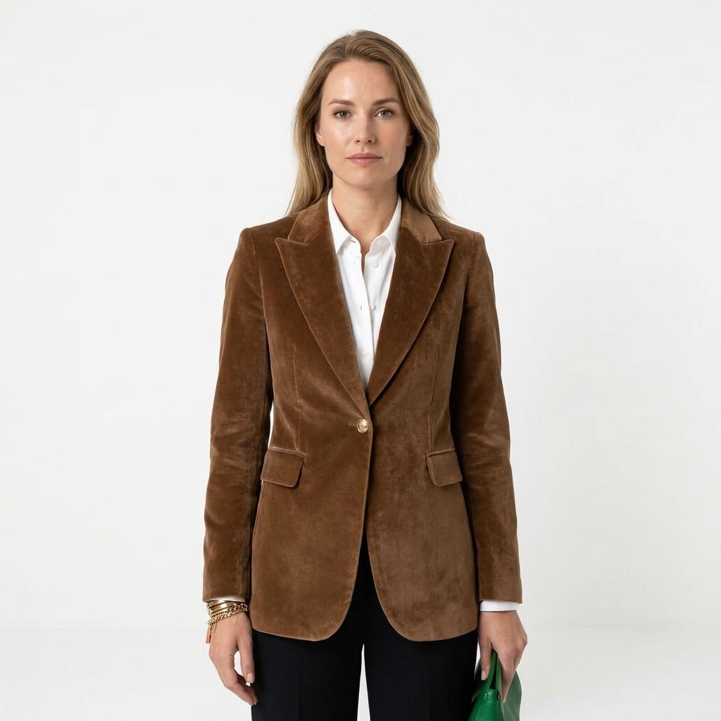 Fluwelen blazer dames getailleerd met puntrevers