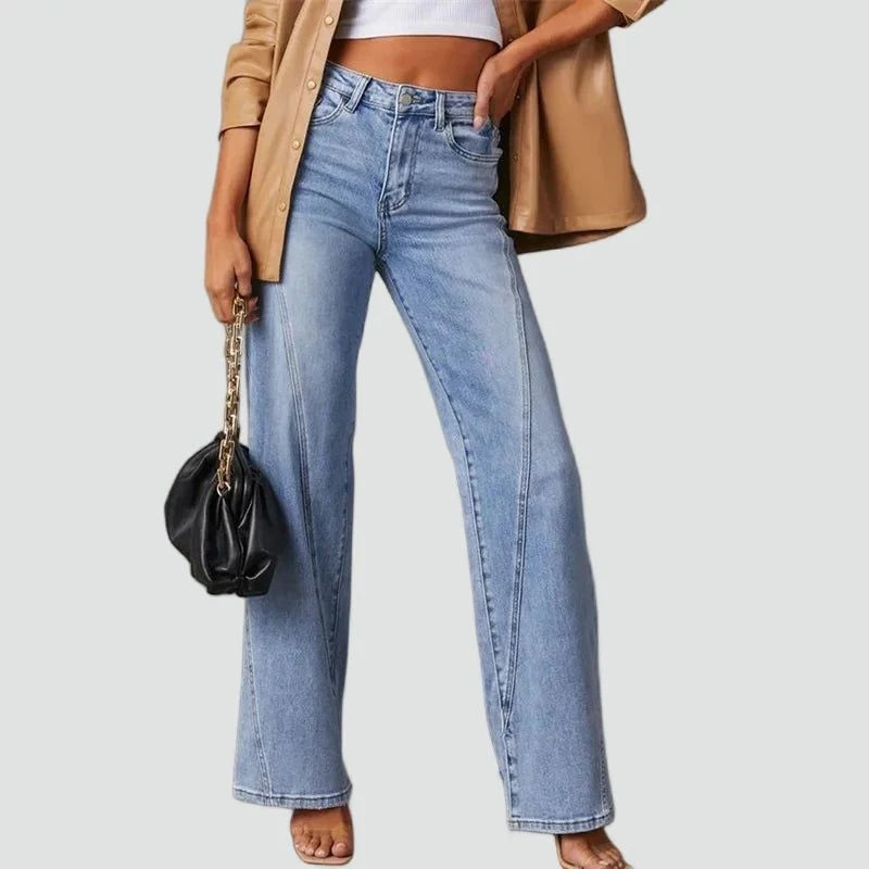 Dames Wide Leg Jeans – Hoge Taille met Rechte Wijde Pijpen S - AIDA LENA
