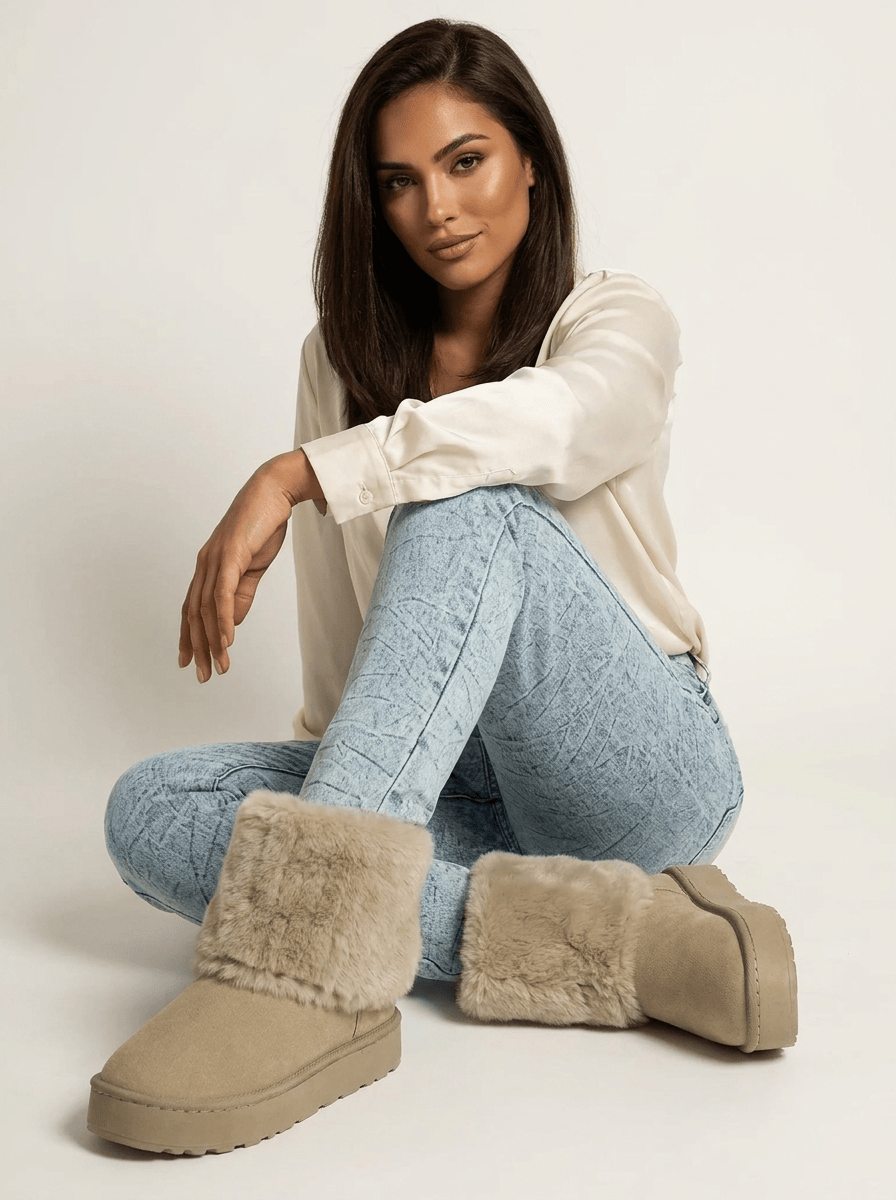 AIDA LENA Women's Shoes Dames Winterlaarzen – Warme Enkellaarsjes met Zachte Voering