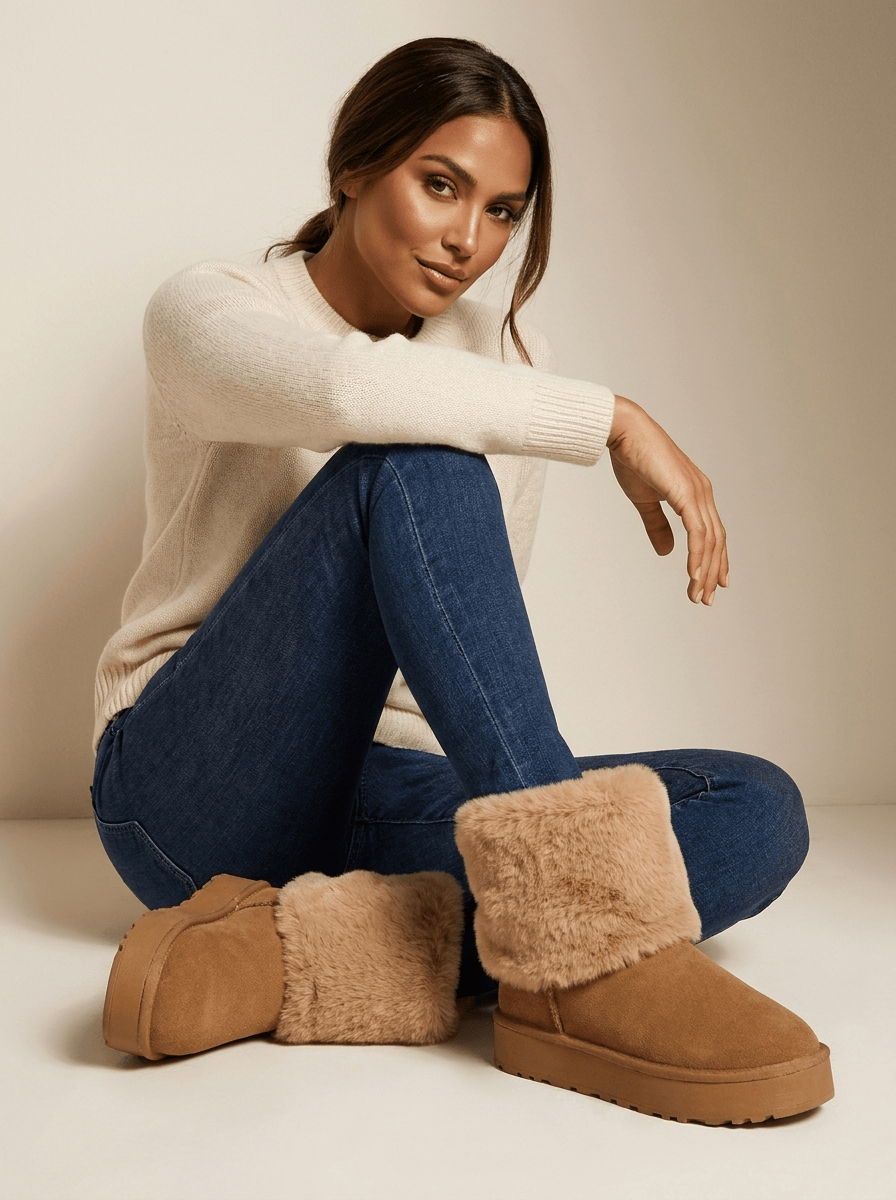 AIDA LENA Women's Shoes Dames Winterlaarzen – Warme Enkellaarsjes met Zachte Voering