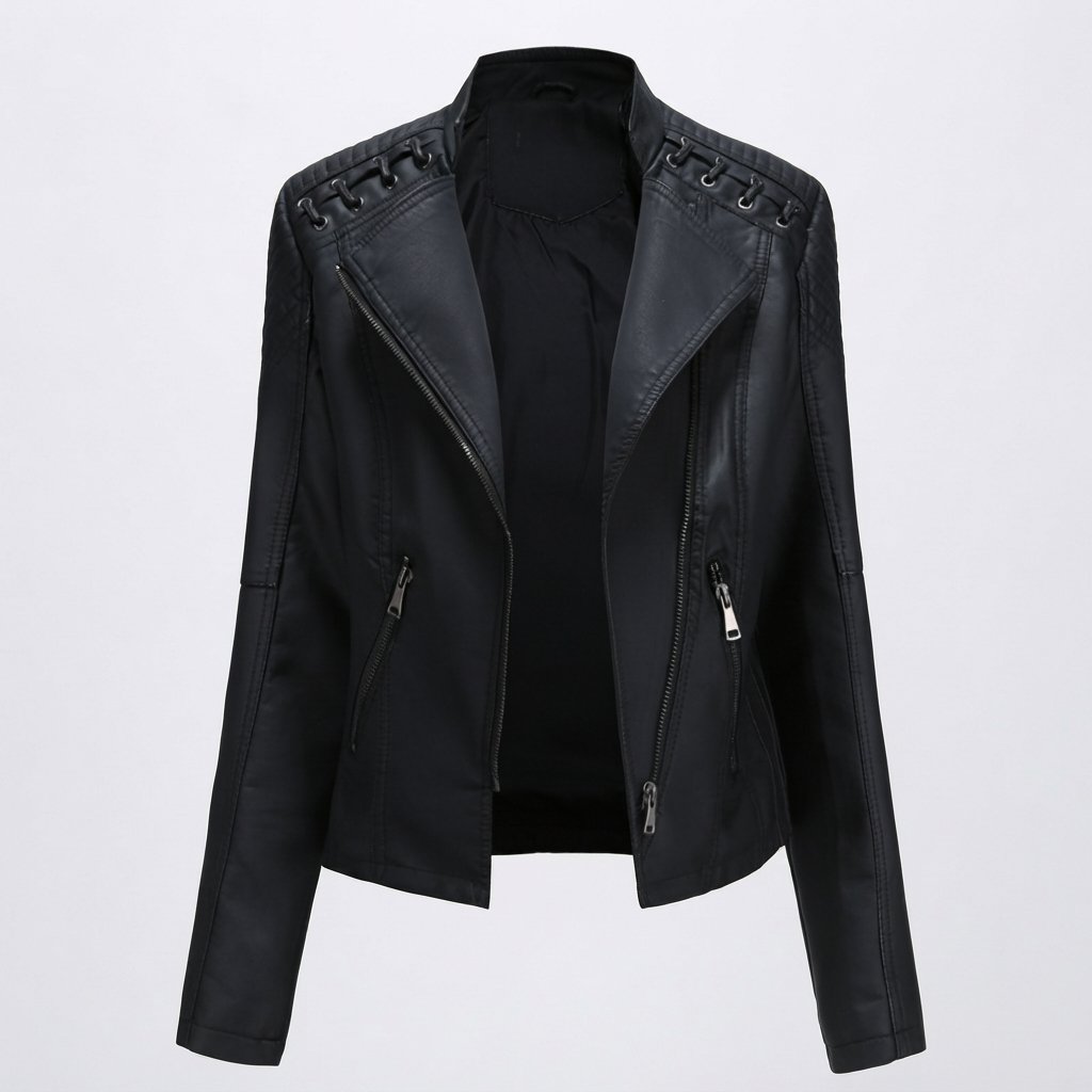 Dames bikerjack van eco-leer met asymmetrische rits - Coats & Jackets - Veltara