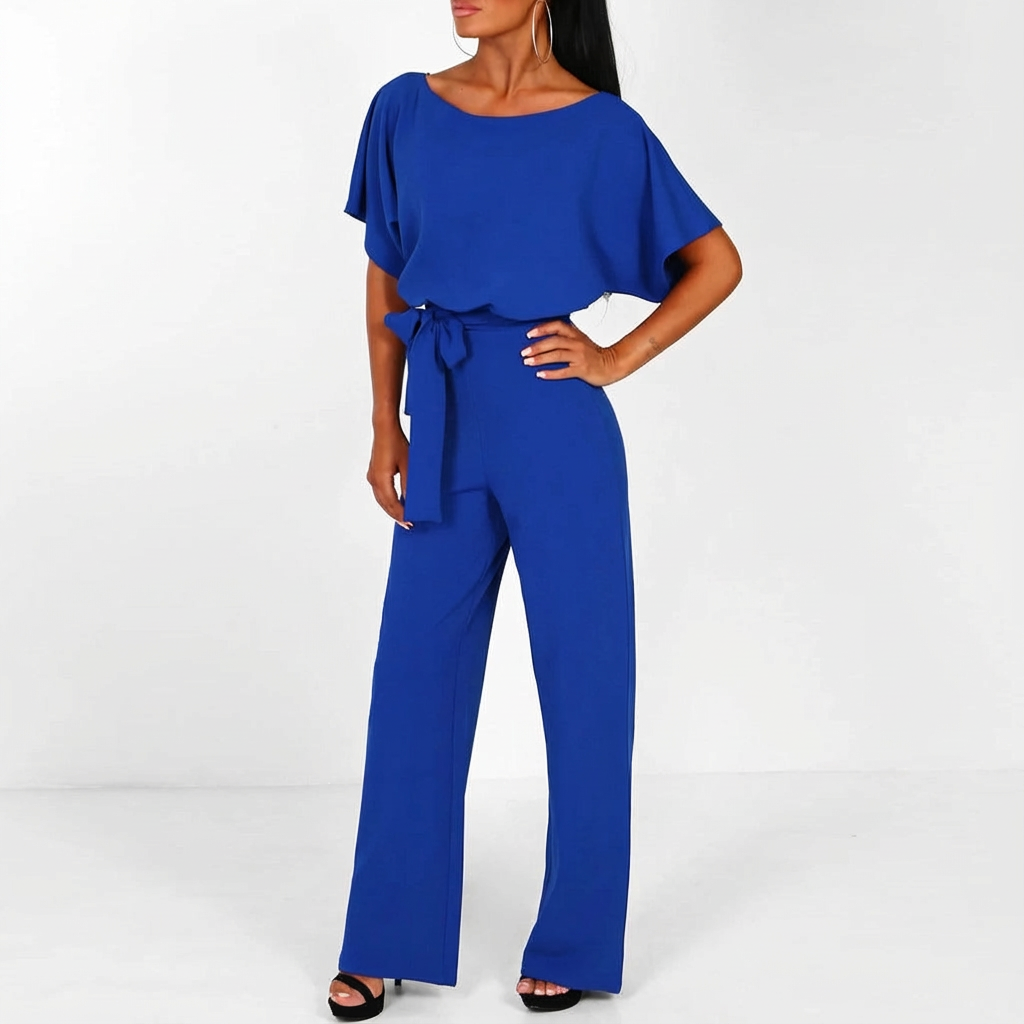 Dames Jumpsuit – Strikceintuur met Wijde Pijpen en Elegante Pasvorm - AIDA LENA