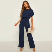 Dames Jumpsuit – Strikceintuur met Wijde Pijpen en Elegante Pasvorm - AIDA LENA
