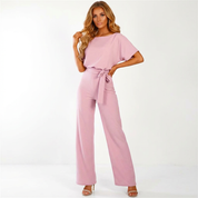 Dames Jumpsuit – Strikceintuur met Wijde Pijpen en Elegante Pasvorm - AIDA LENA
