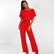 Dames Jumpsuit – Strikceintuur met Wijde Pijpen en Elegante Pasvorm - AIDA LENA