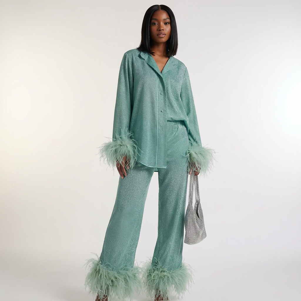 Dames 2-Delige Set – Elegante Pasvorm met Verenaccenten - AIDA LENA