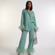 Dames 2-Delige Set – Elegante Pasvorm met Verenaccenten - AIDA LENA