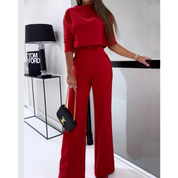 Elegante tweedelige set met cropped top en wijde broek - AIDA LENA
