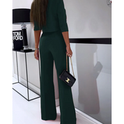 Elegante tweedelige set met cropped top en wijde broek - AIDA LENA