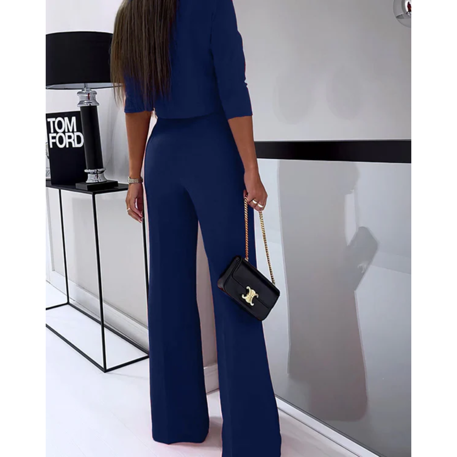 Elegante tweedelige set met cropped top en wijde broek - AIDA LENA
