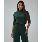 Elegante tweedelige set met cropped top en wijde broek - AIDA LENA