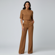 Elegante tweedelige set met cropped top en wijde broek - AIDA LENA