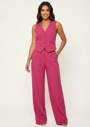 Dames Mouwloos Blazerpak – Elegante Getailleerde Pasvorm Roze / S - AIDA LENA