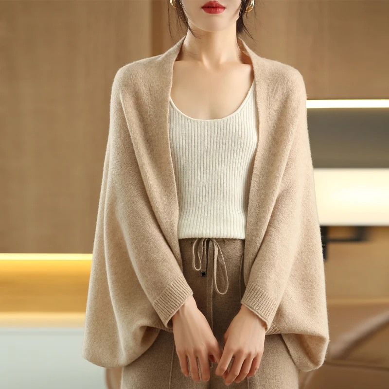 Dames Gebreid Vest met Sjaal – Zachte Set met Comfortabele Pasvorm Beige - AIDA LENA