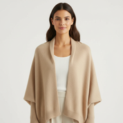 Dames Gebreid Vest met Sjaal – Zachte Set met Comfortabele Pasvorm Beige - AIDA LENA