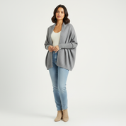 Dames Gebreid Vest met Sjaal – Zachte Set met Comfortabele Pasvorm Grijs - AIDA LENA