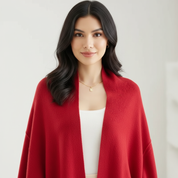 Dames Gebreid Vest met Sjaal – Zachte Set met Comfortabele Pasvorm Rood - AIDA LENA