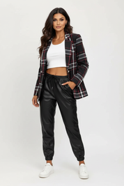 Dames Geruite Blazer – Elegante Getailleerde Pasvorm Zwart / S - AIDA LENA