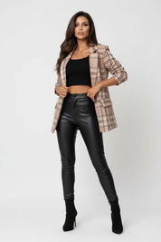 Dames Geruite Blazer – Elegante Getailleerde Pasvorm Beige / S - AIDA LENA