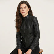 Women's Fitted Jacket with Zip Front and Zip Pockets