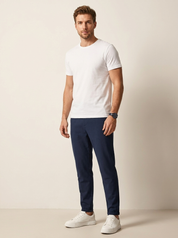 Heren Casual Broek – Effen Broek met Trekkoord en Aansluitende Pasvorm