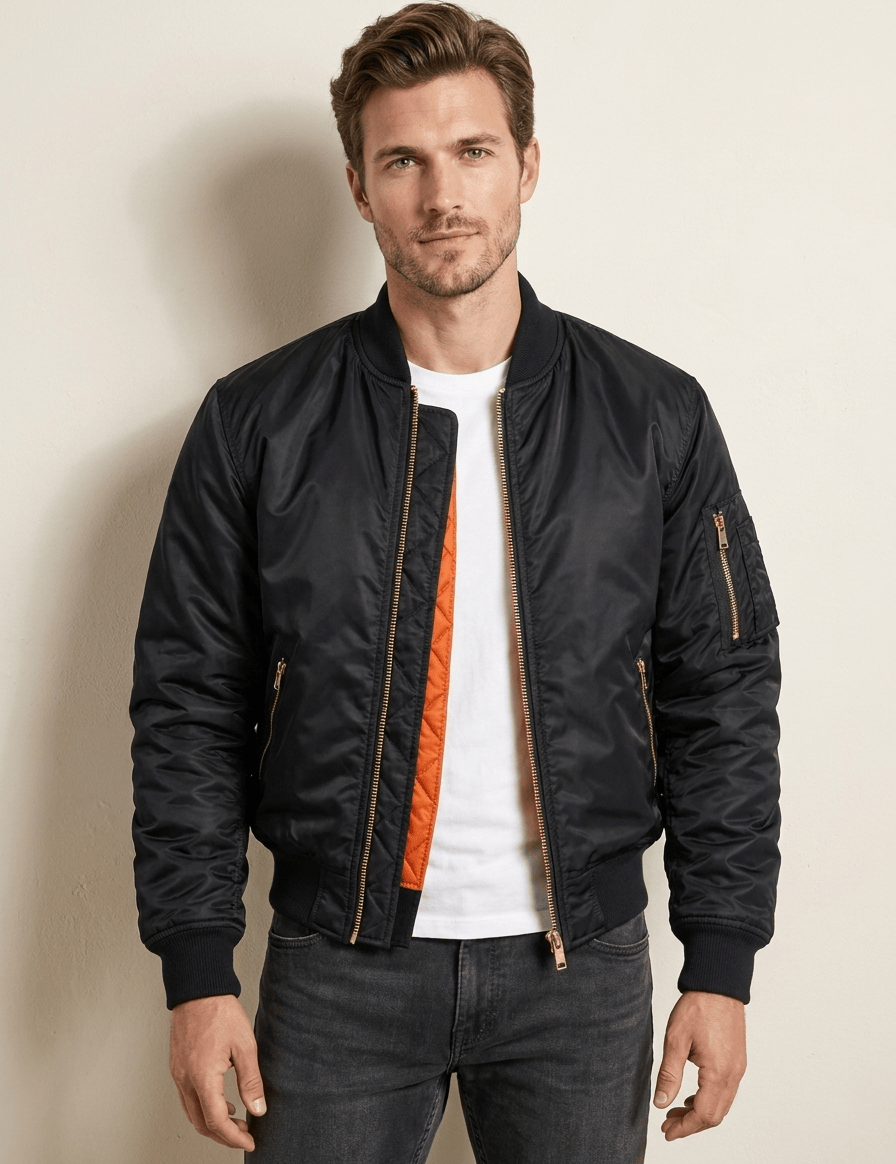 AIDA LENA Men's Jeckets Heren Casual Jas – Bomberjack met Mouwzak en Ritssluiting