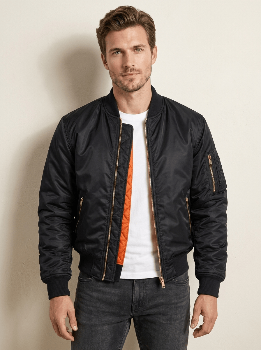 AIDA LENA Men's Jeckets Heren Casual Jas – Bomberjack met Mouwzak en Ritssluiting
