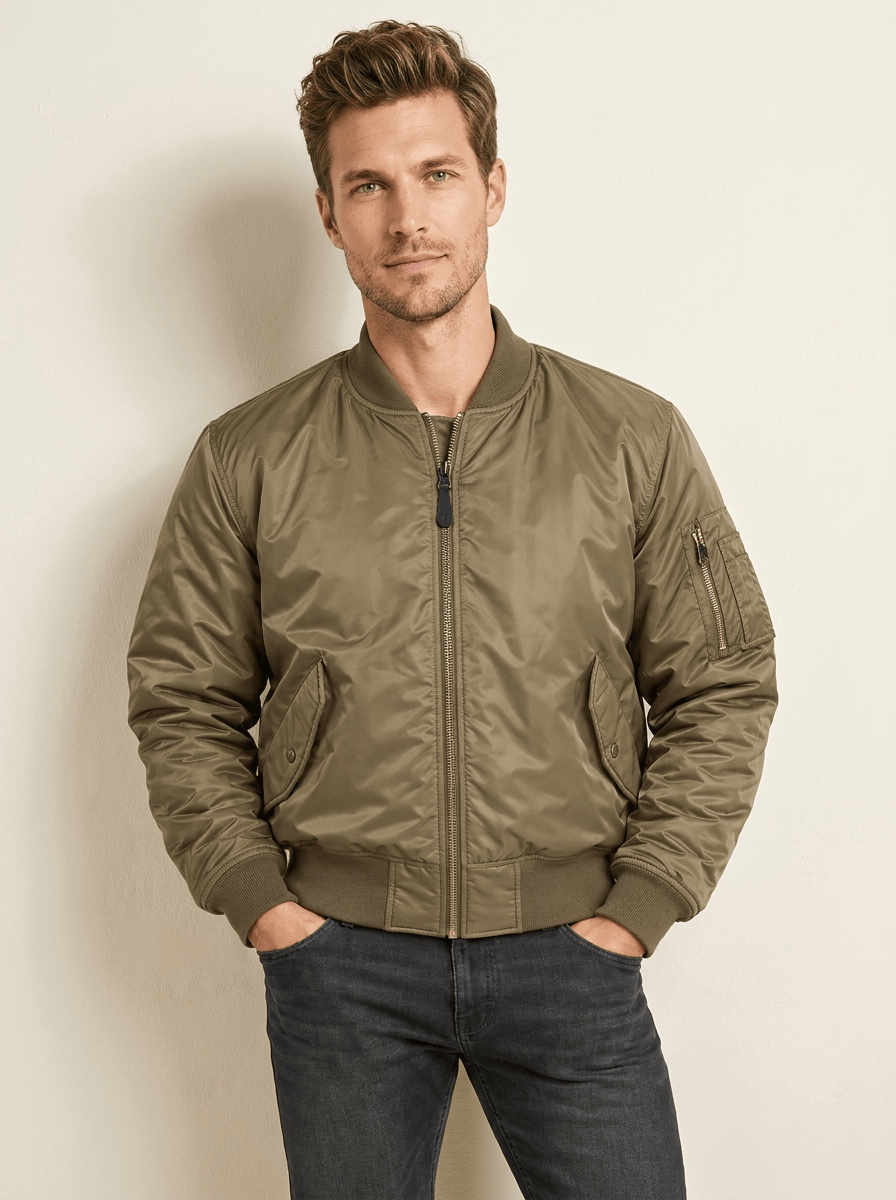 AIDA LENA Men's Jeckets Heren Casual Jas – Bomberjack met Mouwzak en Ritssluiting