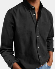 Men's Casual Shirt – Solid-Color Long-Sleeve Shirt