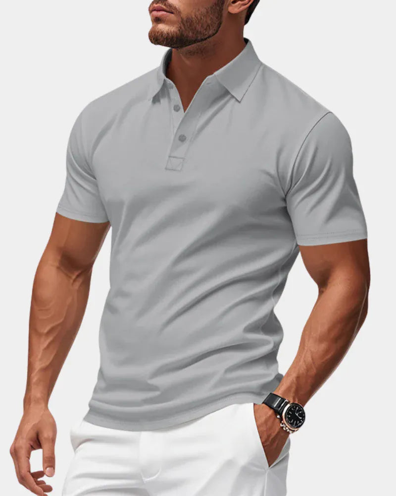 AIDA LENA Men's Shirt Heren Casual Polo – Effen Poloshirt met Klassieke Kraag en Korte Mouwen