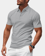 AIDA LENA Men's Shirt Heren Casual Polo – Effen Poloshirt met Klassieke Kraag en Korte Mouwen