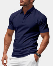 AIDA LENA Men's Shirt Heren Casual Polo – Effen Poloshirt met Klassieke Kraag en Korte Mouwen