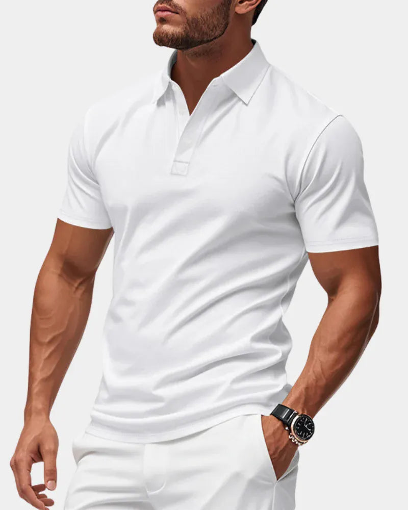 AIDA LENA Men's Shirt Heren Casual Polo – Effen Poloshirt met Klassieke Kraag en Korte Mouwen
