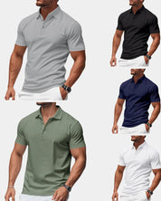 AIDA LENA Men's Shirt Heren Casual Polo – Effen Poloshirt met Klassieke Kraag en Korte Mouwen
