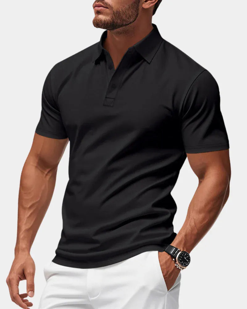 AIDA LENA Men's Shirt Heren Casual Polo – Effen Poloshirt met Klassieke Kraag en Korte Mouwen