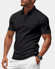 AIDA LENA Men's Shirt Heren Casual Polo – Effen Poloshirt met Klassieke Kraag en Korte Mouwen
