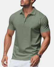 AIDA LENA Men's Shirt Heren Casual Polo – Effen Poloshirt met Klassieke Kraag en Korte Mouwen