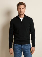 AIDA LENA Women's sweater Heren Gebreide Trui – Effen Trui met Korte Rits en Opstaande Kraag