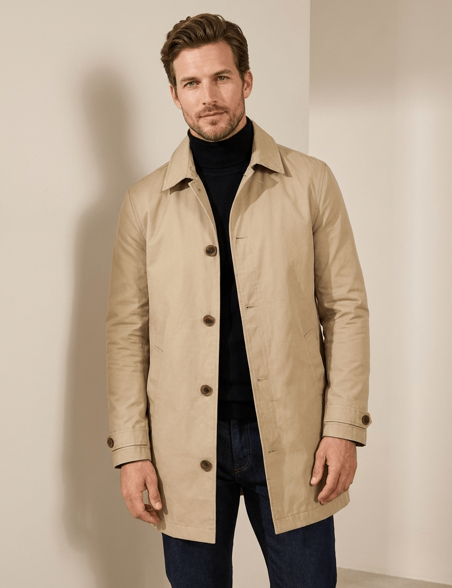AIDA LENA Women’s jacket Heren Gewatteerde Jas – Elegante Lange Jas met Knopen