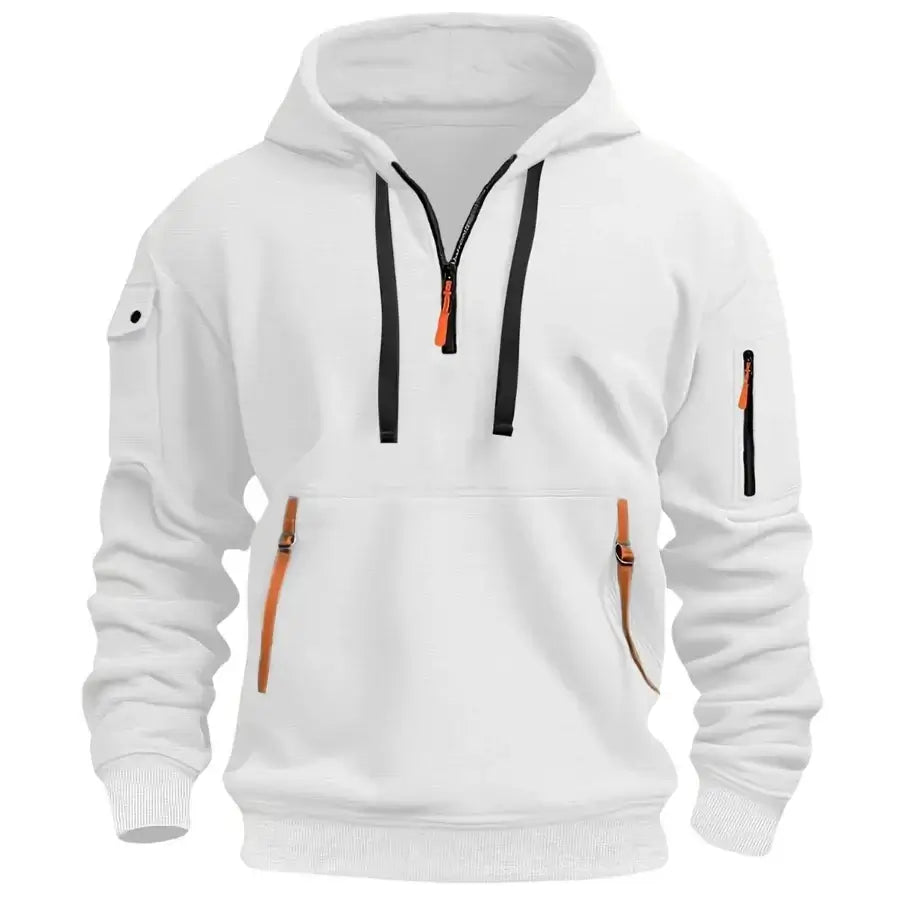 AIDA LENA  Men's Hoodie Heren Hoodie – Casual Hoodie met Halve Rits en Ritszakken