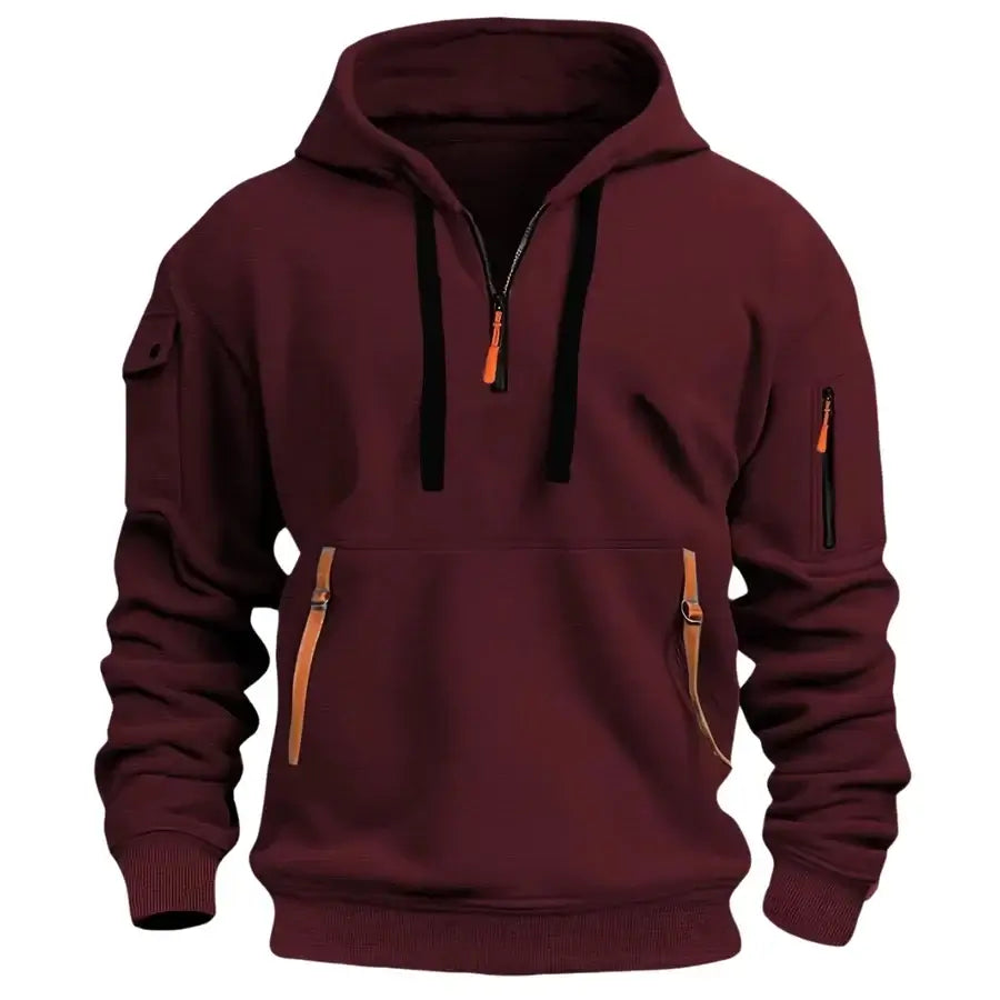 AIDA LENA  Men's Hoodie Heren Hoodie – Casual Hoodie met Halve Rits en Ritszakken