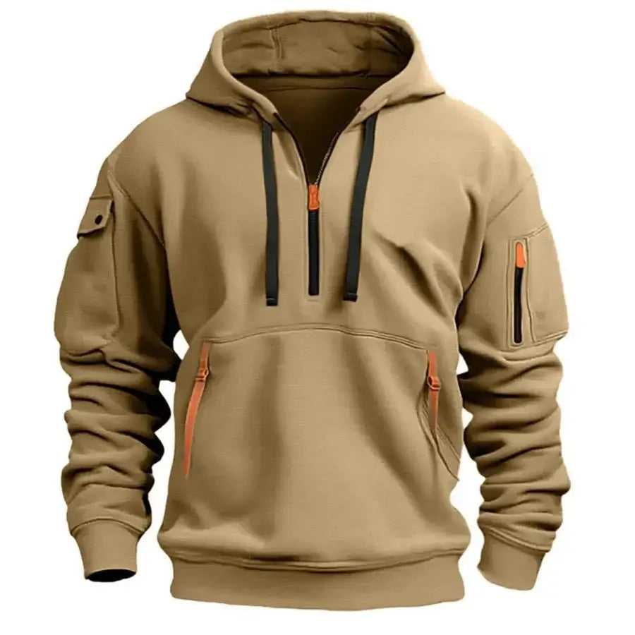 AIDA LENA  Men's Hoodie Heren Hoodie – Casual Hoodie met Halve Rits en Ritszakken