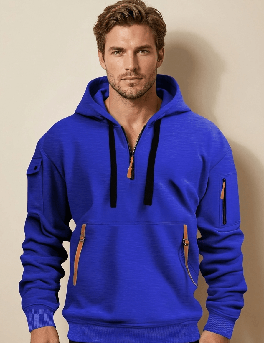 AIDA LENA  Men's Hoodie Heren Hoodie – Casual Hoodie met Halve Rits en Ritszakken