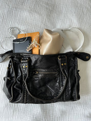 Women's vintage faux leather shoulder bag with zip