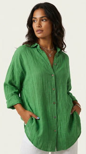 Dames Blouse – Luchtig Model met Knoopsluiting Groen / S - AIDA LENA