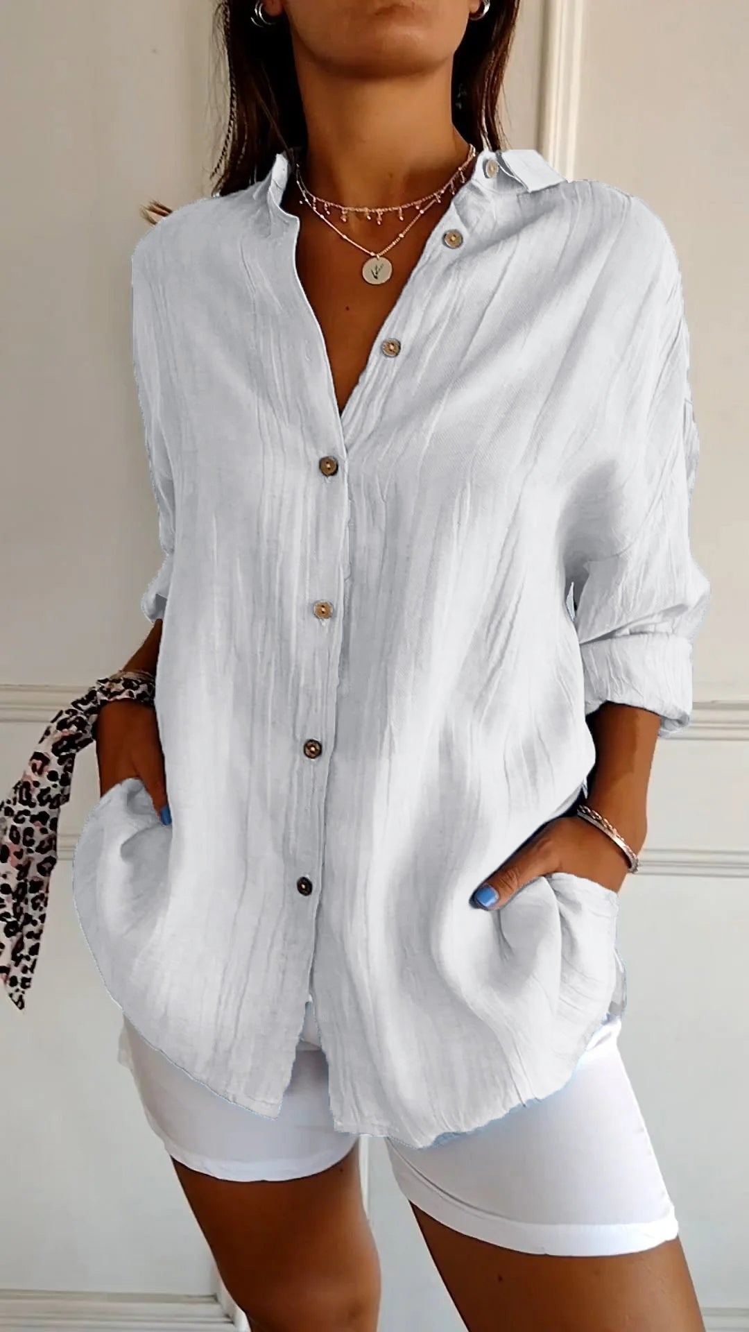 Dames Blouse – Luchtig Model met Knoopsluiting Wit / S - AIDA LENA